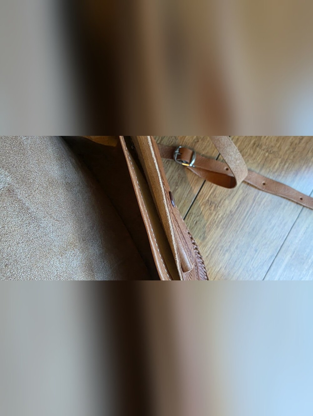 Handcrafted Leather Crossbody Bag in Tan - Picture 6 of 7